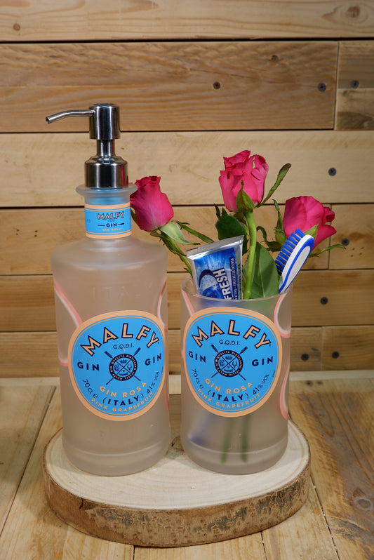 Dispenser + portaspazzolini Malfy rosa
